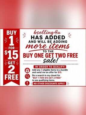 BUY‎ 1 FOR $15 GET 2 FREE